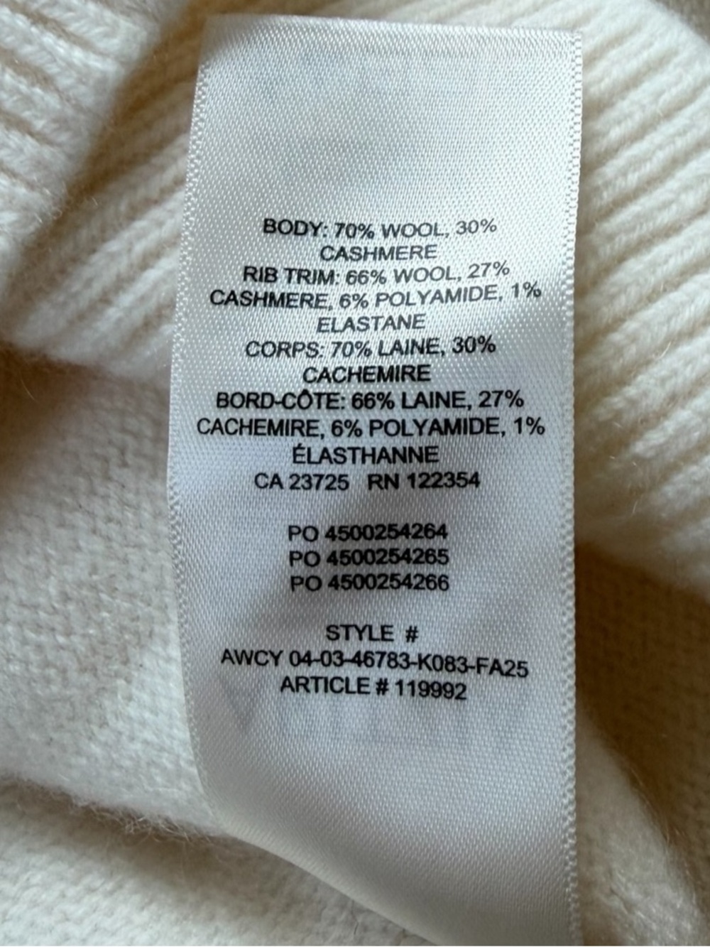 Aritzia Wilfred Cream Cashmere Wool Crewneck Sweater - Picture 6 of 9
